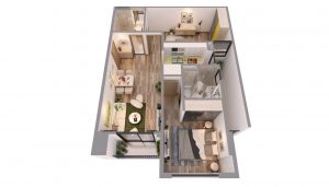 thiết kế chung cư 2 phòng ngủ